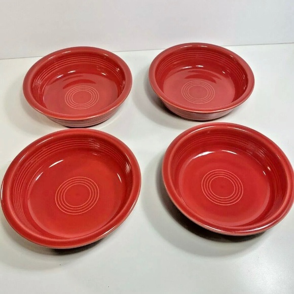 Fiestaware 4 Scarlet Red Cereal Soup Bowls - Picture 1 of 5